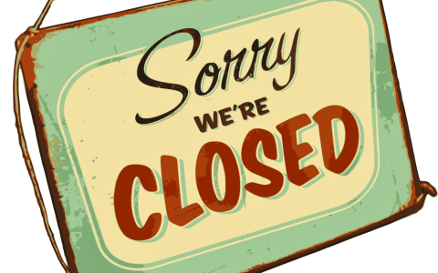 Schild Sorry we´re closed